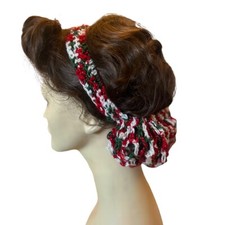 Vintage Style Crochet Hair Net Snood Candy cane Christmas ?