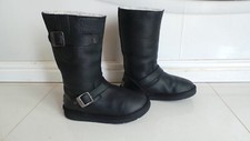 DESIGNER UGG AUSTRALIA KENSINGTON REAL LEATHER MID CALF HIGH BOOTS SIZE 4 OR 37