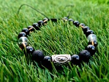 Rune Raidho overcome the past - Bracelet adjustable Tourmaline, Smoky Quartz
