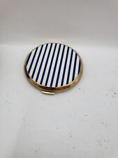 Vintage Stratton powder Compact Blue And White Striped Design (Nn)
