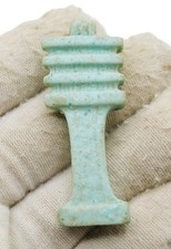 ANCIENT EGYPTIAN GLAZED STONE PILLAR TALISMAN AMULET