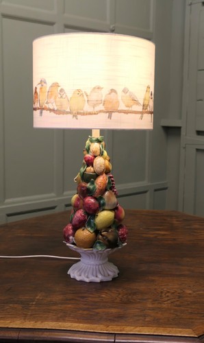 Large majolica table lamp - majolica,