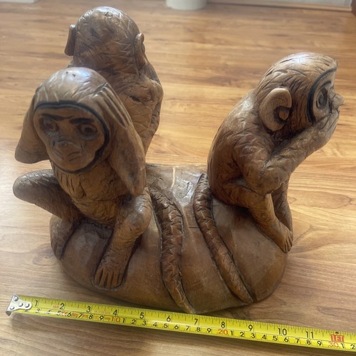 Three wise monkeys wooden - three,