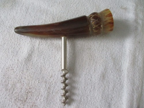 Vintage carved horn bottle - carved,