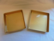 Vintage Pair Prestige Gold Non Stick Square Cake Tin Victoria Sponge Sandwich