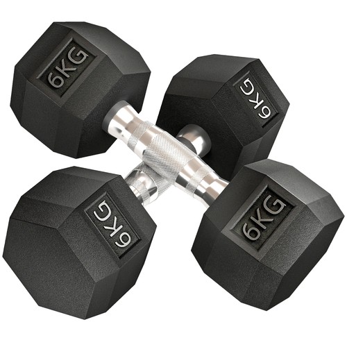 Hex rubber dumbbells - dumbbells, set