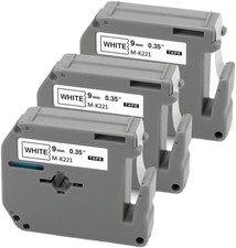 3PK M-K221 MK221 White 9mm Label Tape for Brother P-touch PT-65 60 75 80 M95