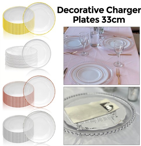 Charger plates with beaded - charger, rim