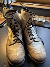 Womens Dr Martens Size UK 6 In Silver Leather. Soft Leather Light Wear
