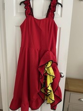 Red Flamenco Spanish Style Fancy Dress Size 46 (18)