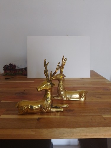 Vintage brass stags - 2,