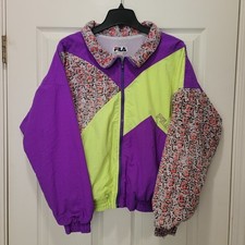 Vintage Retro Fila Suite 80s Windbreaker Abstract Colorblock Zip Size USA M