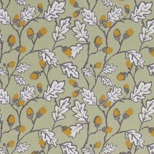 CLARKE AND CLARKE ACORN TRAIL SAGE 100% COTTON CURTAIN/CRAFT/CUSHION FABRIC