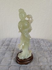 Jade figurine with wooden base - with,