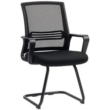 HOMCOM Meeting Office Chair, Mesh Reception Chair with Sled Base, Black