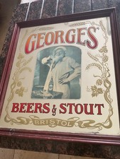 Georges Beers & Stout Bristol Vintage Mirror Advertising Sign Breweriana Pub