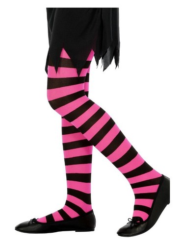 Black pink striped - striped, tights