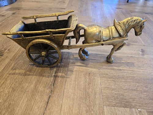 Brass horse and cart - , vintage