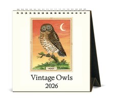 Cavallini - 2026 Desk Calendar - 6 x 6.5ins - Vintage Owls