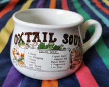 Vintage Retro 1970s Soup Mug with Handle 'OXTAIL SOUP RECIPE'
