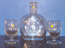 RICARD PERNOD pastis water carafe decanter+ 2 matching logo glasses  FREE UK p&p