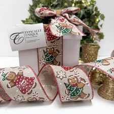 New 2025 Kirkland Christmas Ribbon Wire Edged Gingerbread Garlands Bows Crafts