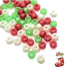 9x6mm Pealised Christmas Colours Acrylic Pony Beads: Jewellery Making, DIY Craft