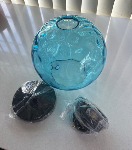 Blue glass globe - blue, pendant