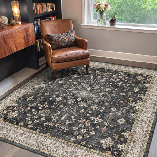 Vintage black floral 6x6 - black,