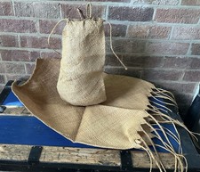 PAIR handwoven STRAW grass Vintage ASIAN large Grain RICE storage Display SACKS