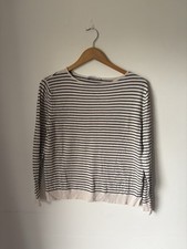 Zara Women’s White And Black Striped Thin Jumper Size 10