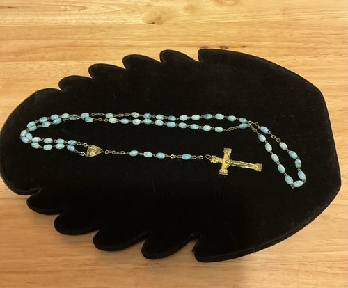 Vintage light blue rosary - blue,