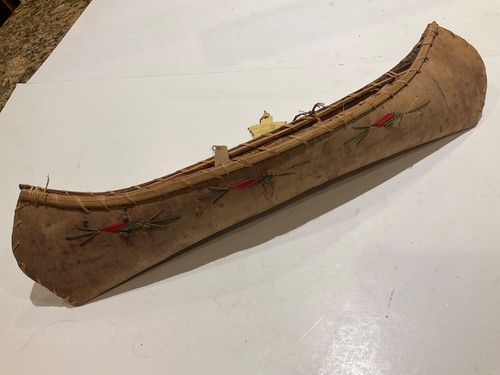 Vintage birch bark canoe - birch,