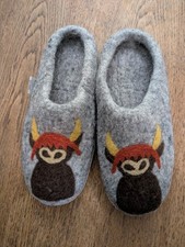 Felt highland cow slippers