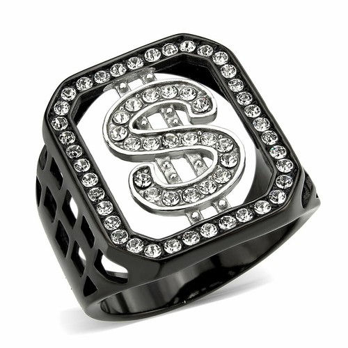 Mens black ring - signet, dollar