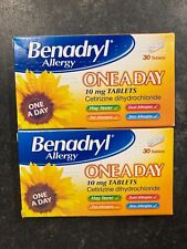 BENADRYL ALLERGY ONE A DAY TABLETS HAYFEVER/PET DUST/SKIN 2 x 30 PACKS EXP 2027