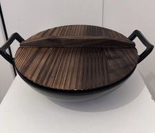 Big smoke's Cast Iron Wok Non Stick for Stir Fry, Grilling, Frying 30 Cm