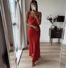 Zara Long Red Satin Camisole