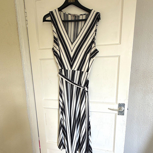 Black white striped midi - h&m,