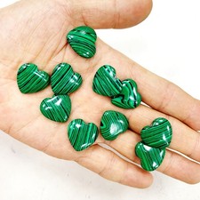 2cm Heart-Shaped Peacock Jasper Crystal Stones - Polished Green/Black Marbled