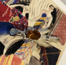 Sterling Silver Ward Brothers Scotland 1957 Citrine Lucky Grouse Foot Brooch