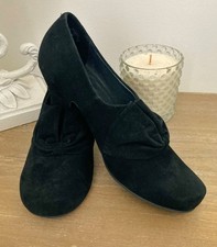 Women’s Hotter Black Suede Shoes Donna  Slip on Comfort Concept Heels Size UK 5 