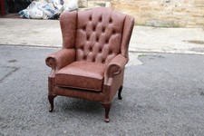 Aniline High Back Chair Brown Real Leather Full Grain RRP £799 Ex-Display