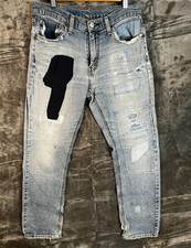 Levi’s 541 Athletic Taper Jeans W32 L32 Blue Distressed Repaired Patchwork Denim