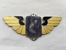 STUNNING C1920s-30s ST CHRISTOPHER SILVER &GUILLOCHE ENAMEL CAR DASHBOARD PLAQUE