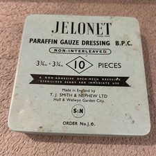 Vintage JELONET Strip Petroleum Jelly Gauze Dressing First-Aid Tin Empty 