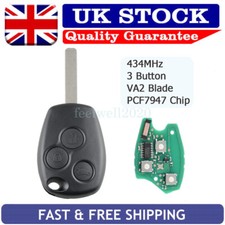 434MHz Car Remote Key Fob 3 Button For Renault Clio III 2006 2007 2008 2009 2010