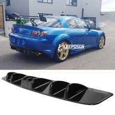 Gloss Black Rear Diffuser Shark Fins Bumper Lip Spoiler For Mazda RX-8 RX-7