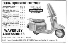 1960 Motor Cycle Advert for BSA SUNBEAM Scooter #2 Waverley Accessories Print Ad