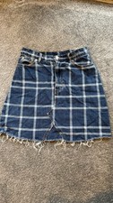Monki Check Denim Mini Skirt /